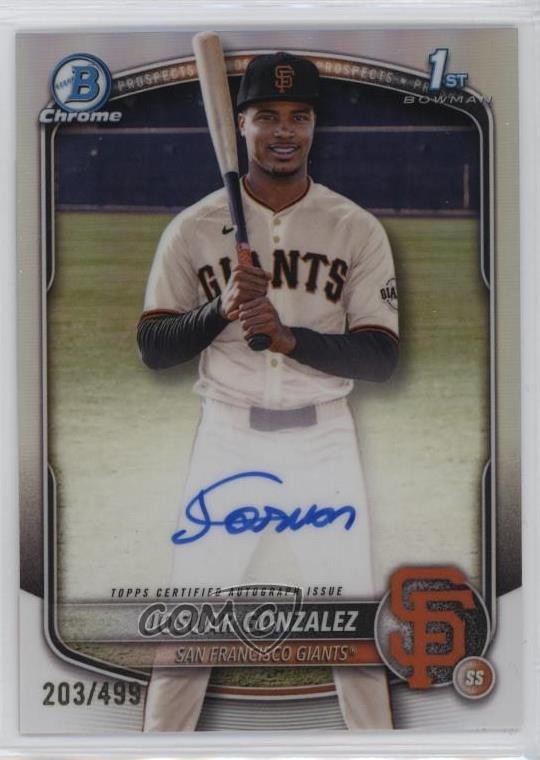 2025 Bowman Chrome Prospect Refractor 203/499 Josuar Gonzalez #CPA-JD Auto 4k8