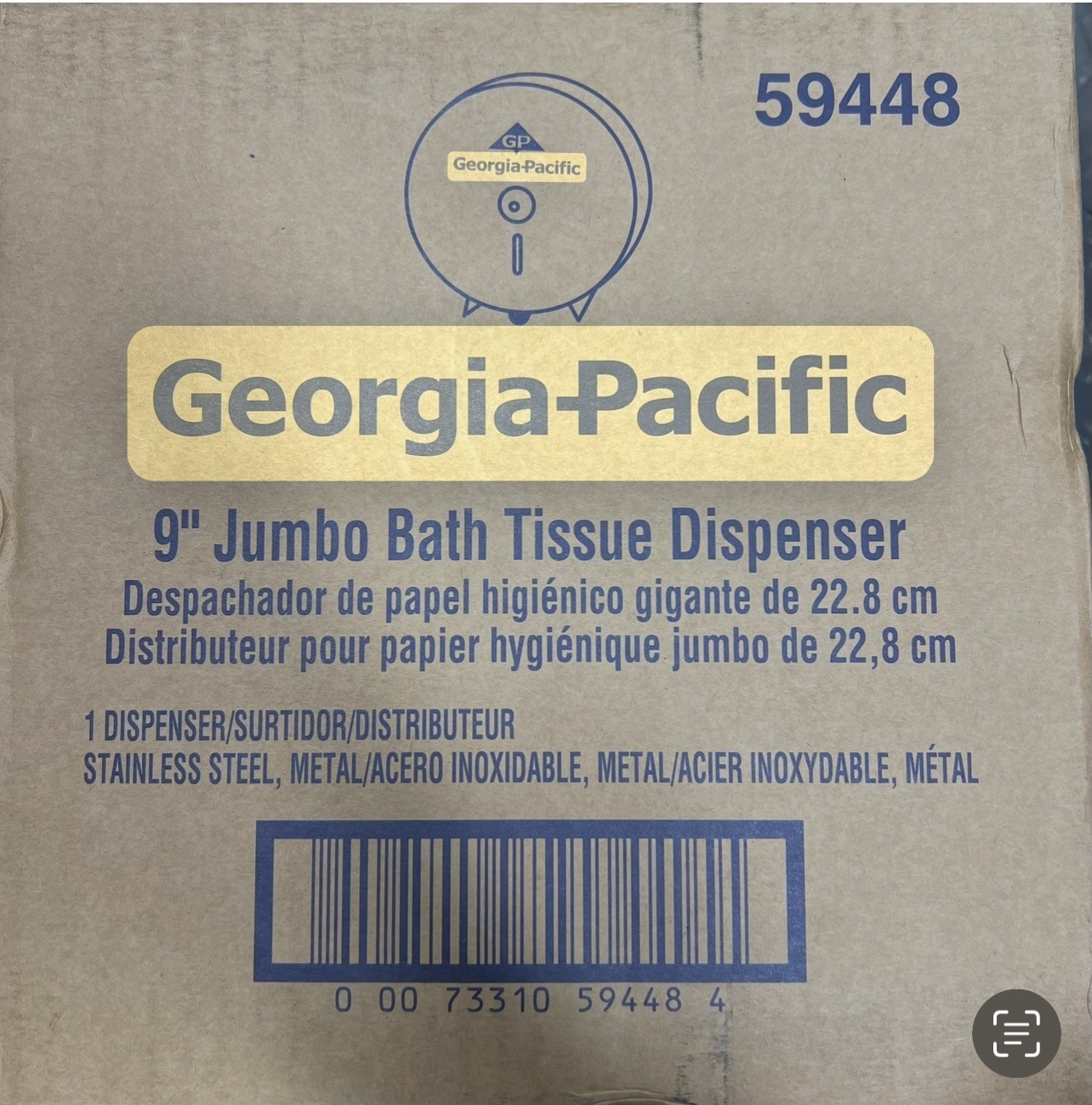 Georgia-Pacific 59448 Stainless Steel 9” Jumbo Bath Tissue Dispenser –Commercial