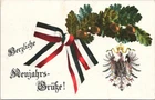 Postcard Military WW1 Era German New Year's Greetings, Ribbons, Acorns 1915