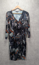 Sahara Dress Womens M Abstract Geometric Wrap Midi Artsy Boho Minimalist Classic