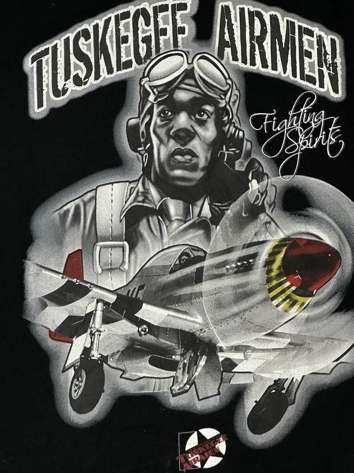 复古 Black Heritage Inc. Tuskegee Airmen 飞机黑色 T 恤 XL 码 — 第 2/4 张图片