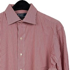 Polo Ralph Lauren Regent Mens 17.5 XL Lightweight Cotton Button Up Red Striped