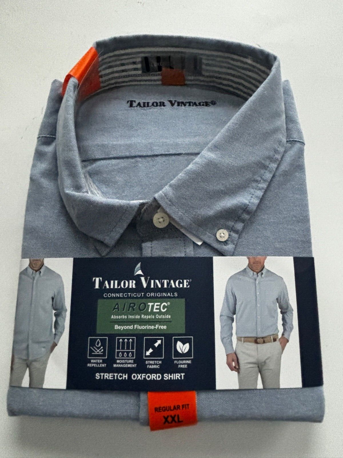 Subtle Aaa Ct NWT Taylor Vintage Stretch Oxford Shirt Blue Dress Work Size XXL 18 ...