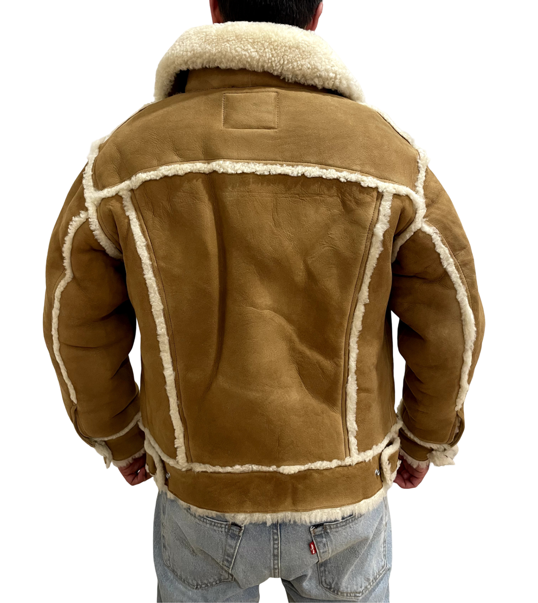 Levi's Men's Shearling Leather Trucker Jacket - Vintage Style (100