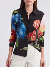 Women Alice + Olivia Silk Floral Long Sleeve ...