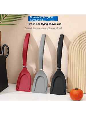 2 in 1 Eier Flipper Zange Hitzebeständige Nylon Bratpfanne Werkzeug mit Silikon Griff