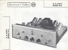 1957 HH SCOTT 99-C Preamplifier AMP Photofact MANUAL 7 Ch Preamp Amplifier 99C