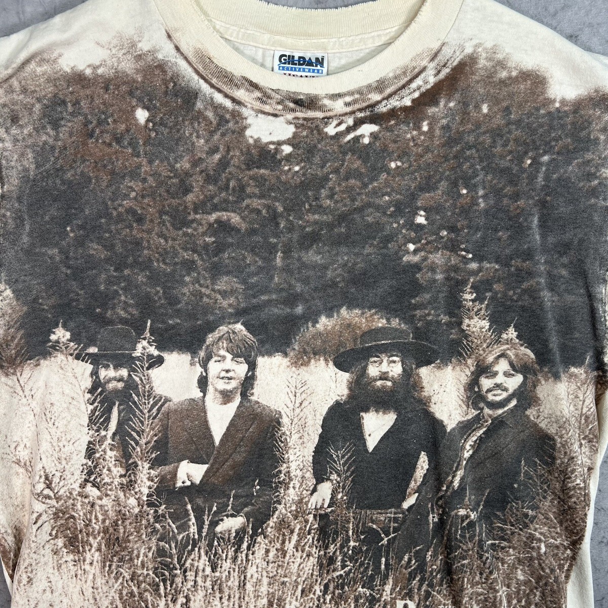 Vintage 90s The Beatles Band Strawberry Fields AOP T Shirt Adult