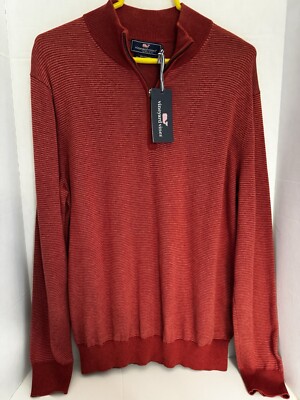 NWT Vineyard Vines Quarter Zip Men Size L Nutmeg 1/4 Zip Sweater Cashmere Blend