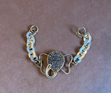 Tarbay Linked Gold Tone Bracelet with Elephant Filled with Crystal Beads