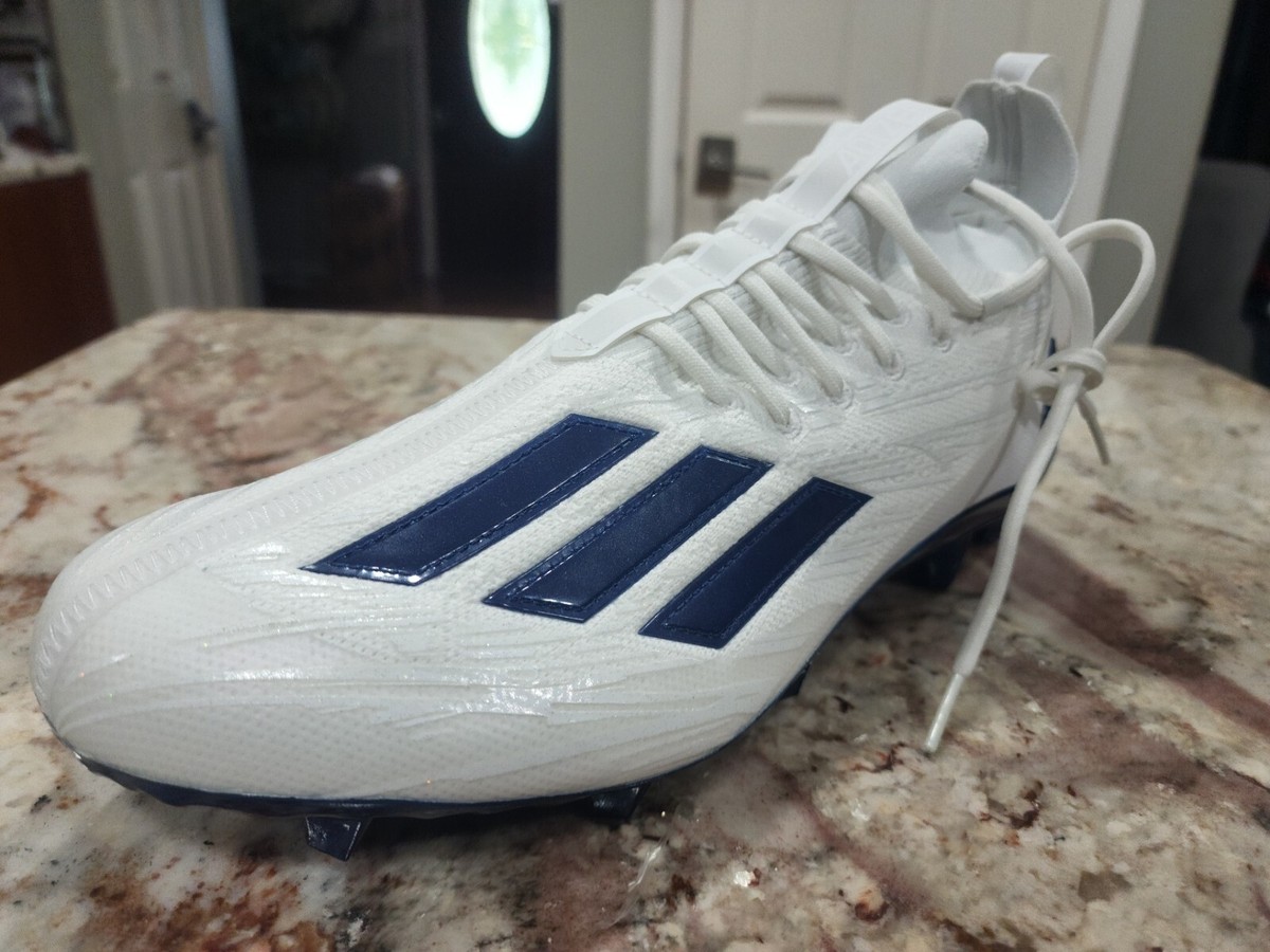 Adidas Adizero Primeknit White/Navy Blue Football Cleats 
