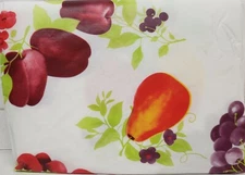 HEAVY FLANNEL BACK VINYL TABLECLOTH 60" Round (4-6 people) APPLES & FRUITS,HS