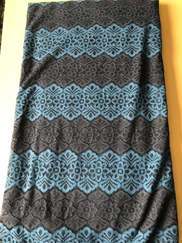 Dark Brown Blue Lace Nylon/Cotton Fabric 54-55”Wide 2 Pieces X 3 Yards Each N - Image 2 of 4