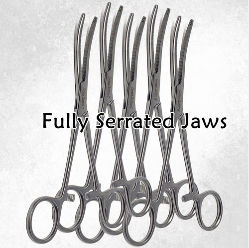 5x ROCHESTER PEAN SURGICAL VETERINARY FORCEPS 6.25" CRV FULL SERRATED TIP-GERMAN - Bild 3 von 3