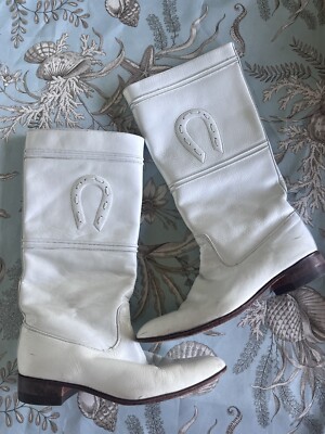 Excelite Excelsior White Leather Boots Sz 8
