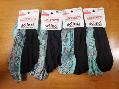 4 Packs of 2: Scunci Luxe Feel Seamless Comfort Headbands Black/Blue 3685-R9P1b
