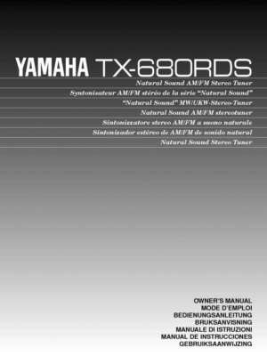 Yamaha TX-680-RDS Tuner Owners Manual