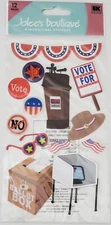 NEW Jolee's Boutique -VOTE w/Banner & Ballot Box Dimensional Stickers, 12 pieces