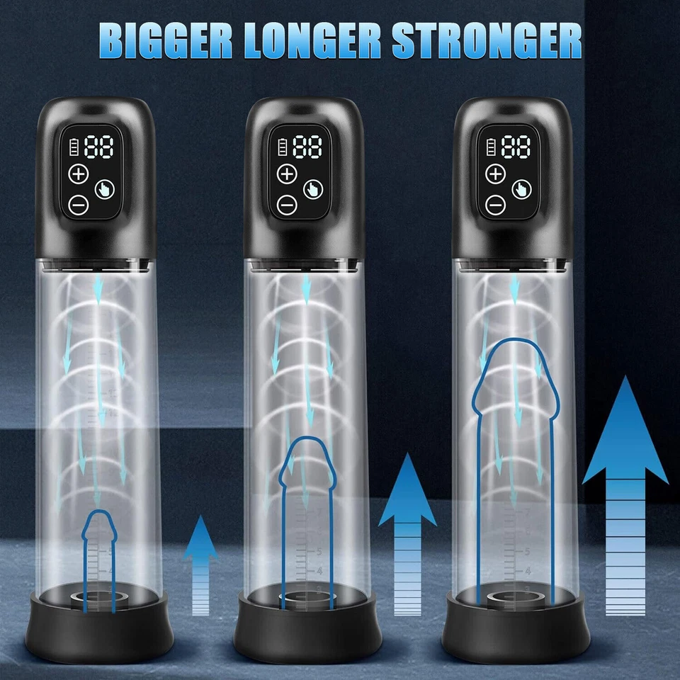 Vacuum Electric Penis Pump Digital Rechargeable Male Men Penis Enlarger Growth - Image 3 of 4