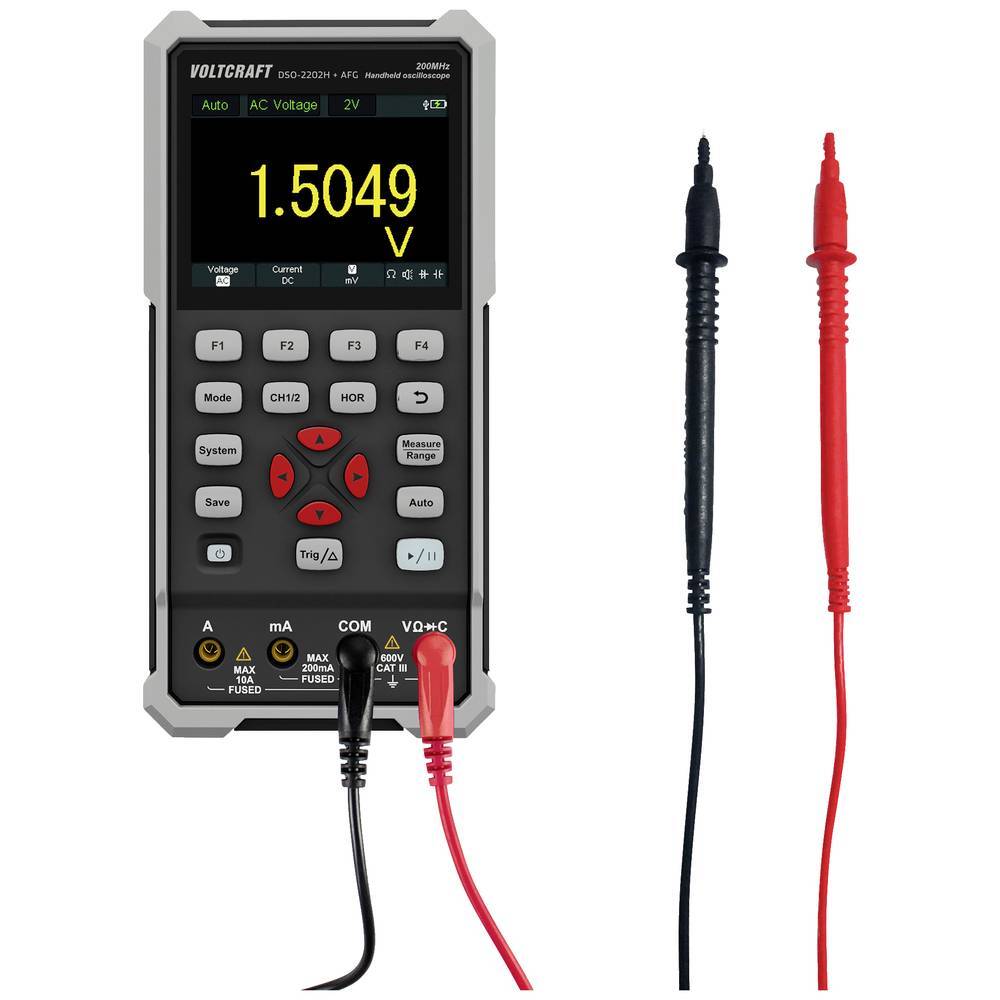 VOLTCRAFT DSO-2202H + AFG Oscilloscopio portatile 200 MHz 2 canali 1 Gsa/s 8