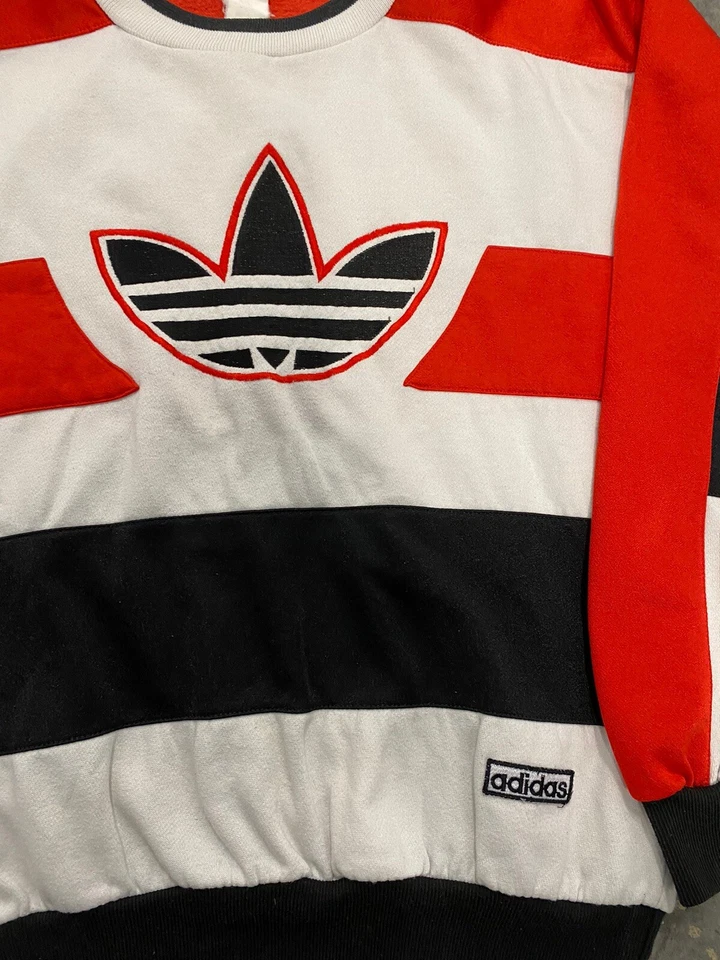 Vintage 80s Adidas Run DMC Style Allover Print Sweatshirt Men’s Sz Medium USA - Image 2 of 4