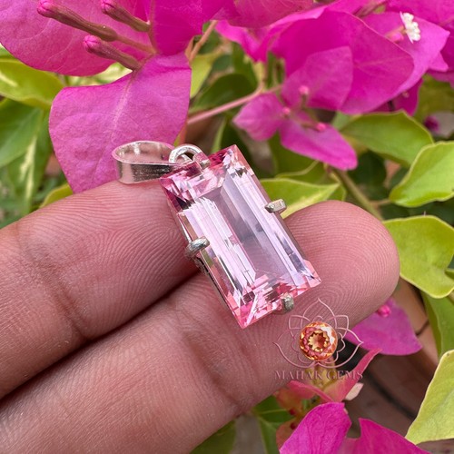 Certified Natural 21.25 CT Padparadscha Sapphire Gemstone Pendant In 925 Silver - Picture 7 of 10