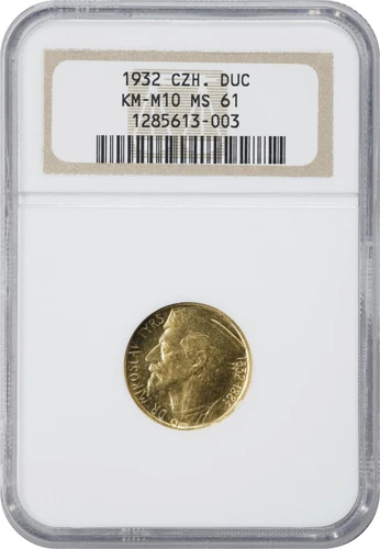 CZECHOSLOVAKIA - CZECH REP , GOLD 1 DUCAT 1932 KREMNICA MINT  NGC MS 61 , RARE1