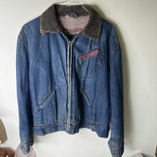 VTG Hercules Denim Wool Flannel Lined Zip Jacket Size 42 50's-60's