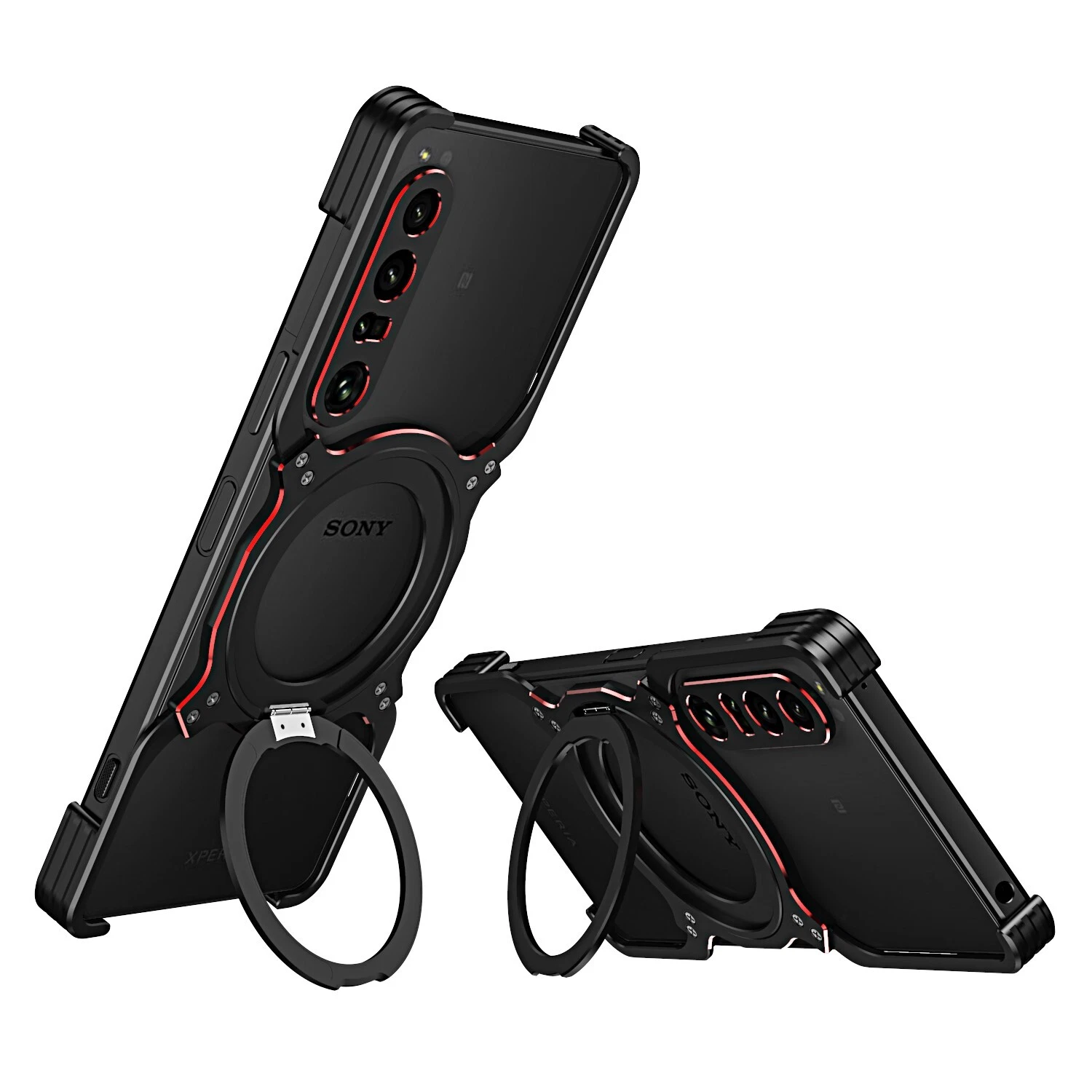 Magnetic Metal Armor X Type Rimless Stand Case For Sony Xperia 1 V , Xperia 1 IV - Picture 1 of 18