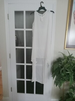 Than & Cocoa Open Front Long Back Tail Size M Completely Sheer Beige Dress  | eBay