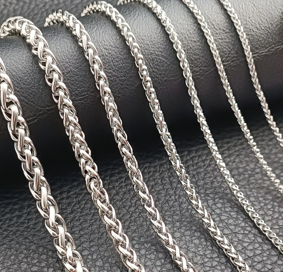 Edelstahl Zopfkette Halskette Massiv 2-7 mm Silber Herren,Damen Modeschmuck - Bild 3 von 4