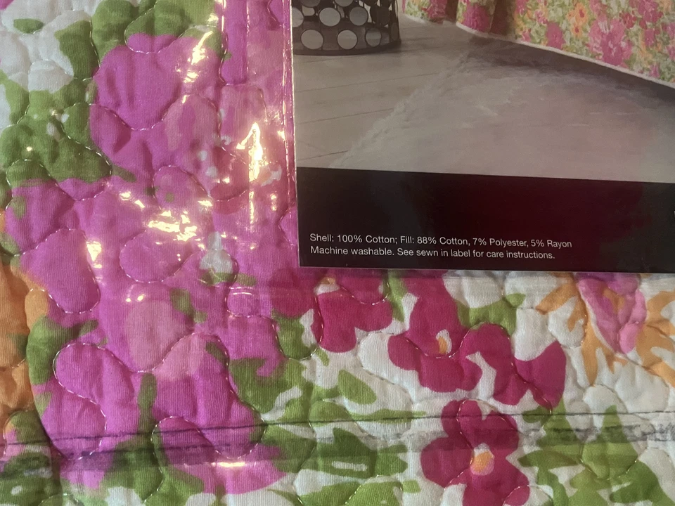 Edredón completo/queen rosa y verde Cynthia Rowley 3 piezas y fundas de almohada estándar Nuevo en paquete Foto 4 de 4