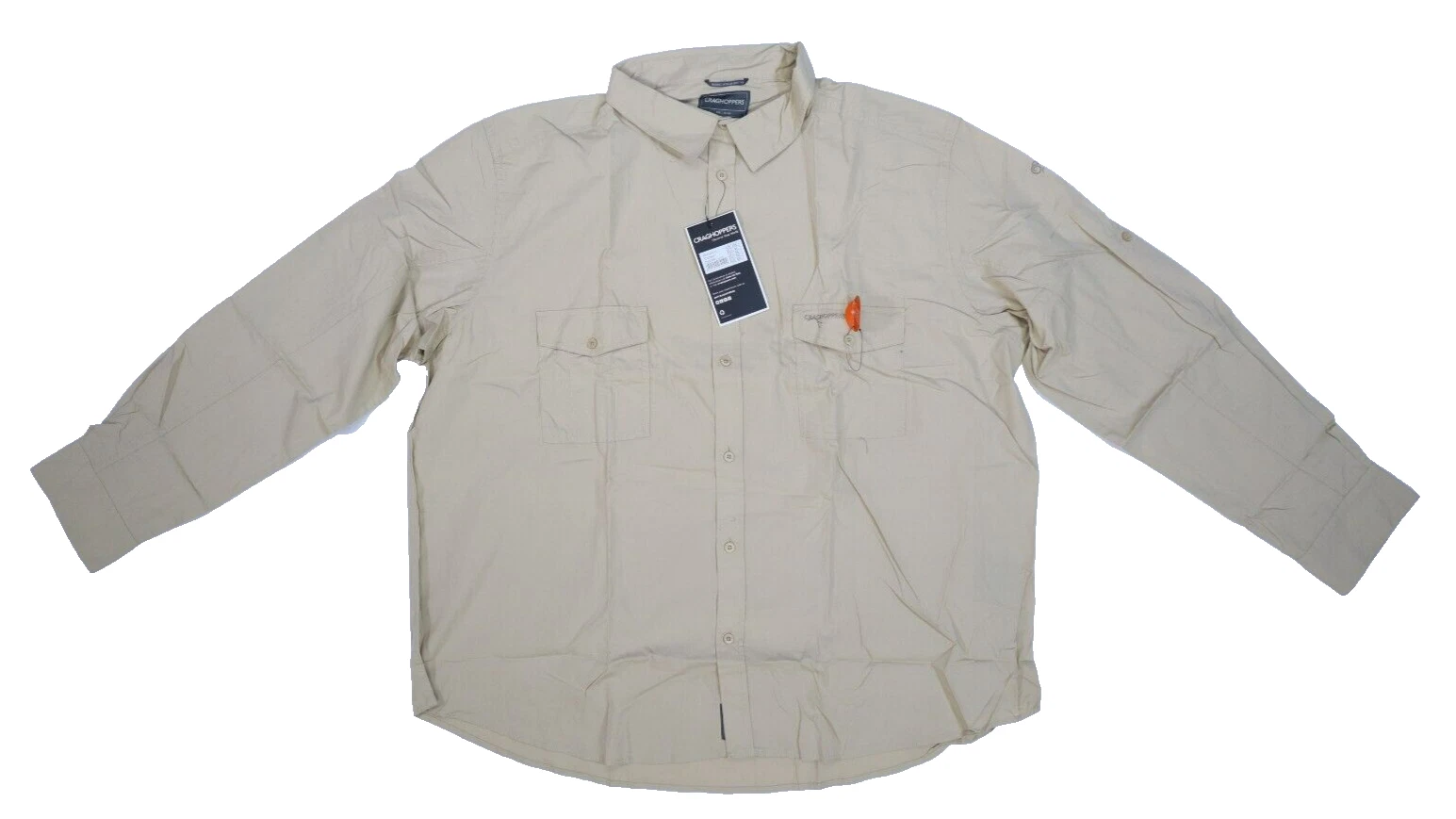 Craghoppers Kiwi Long Sleeve Shirt Oatmeal Beige Outdoor Trail Hiking Mens 4XL