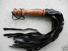 THUDDY Leather Flogger CAT OF 9 TAILS NEW w/ WOODEN HANDLE - HORSE TRAINER