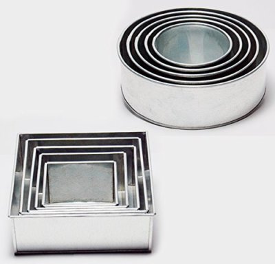 10er SET TORTENBACKFORMEN 5 ETAGEN QUADRATISCH, 5 ETAGEN KREIS RUND HOCHZEITSTORTENFORMEN