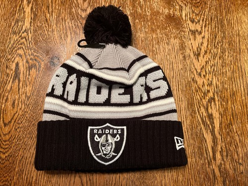 New Era NFL las Vegas oakland raiders logo pom knit Cuffed Beanie Hat skull cap