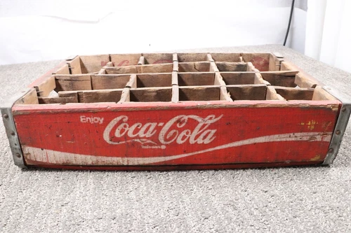 Vintage Coca-Cola Coke Red Wood 24 Bottle Crate Wooden Carrier Fort Worth TX