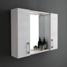 Specchio Contenitore Con Due Pensili Rovere Bianco Effetto Legno