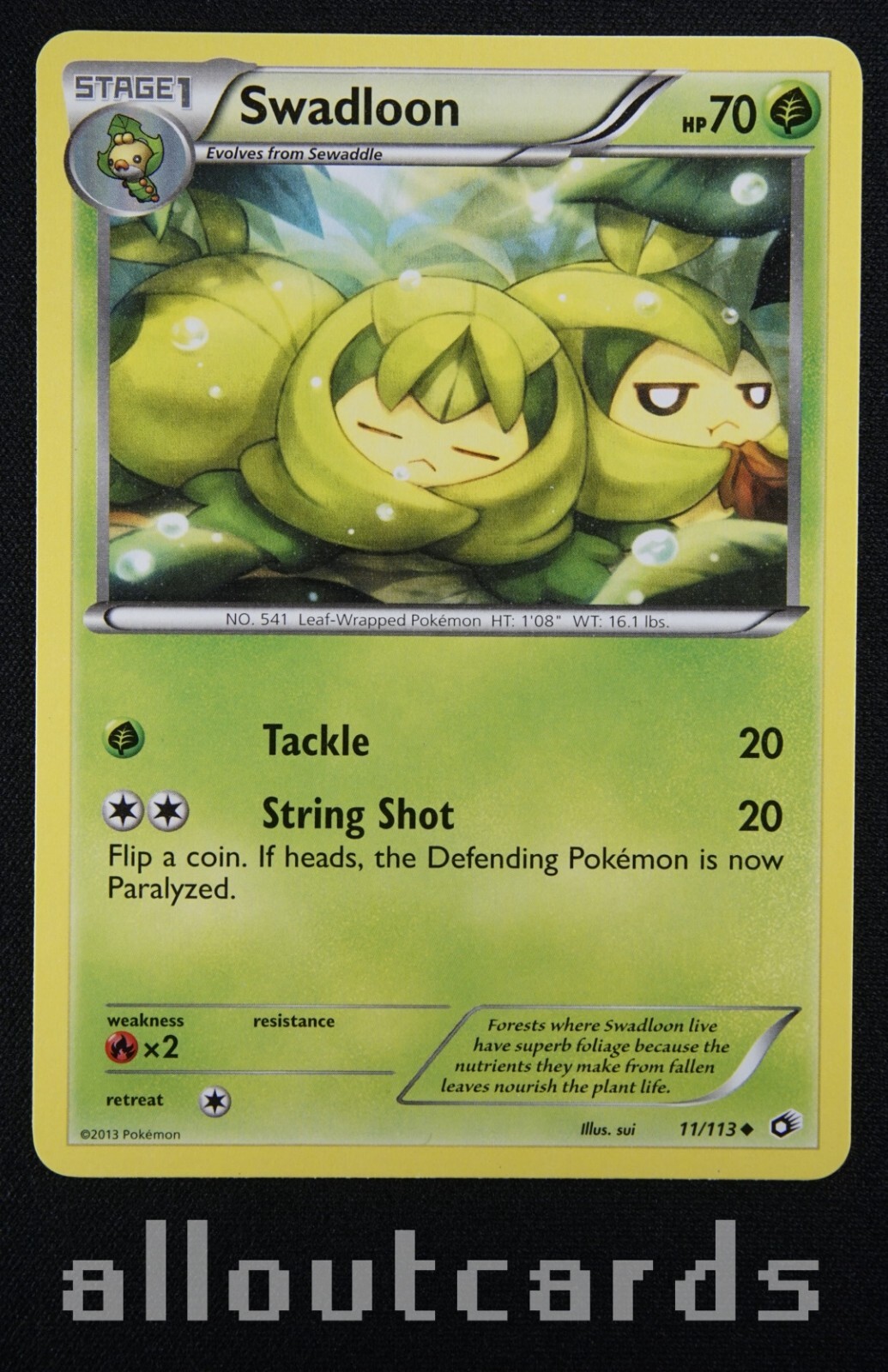 2013 Pokémon Black & White Legendary Treasures Swadloon 11/113 NM/M