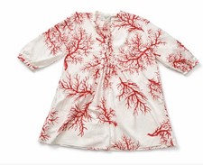 VALENTINO ARCHIVE '68 WHITE CORAL PRINTED TUNIC MINI DRESS SIZE I 44