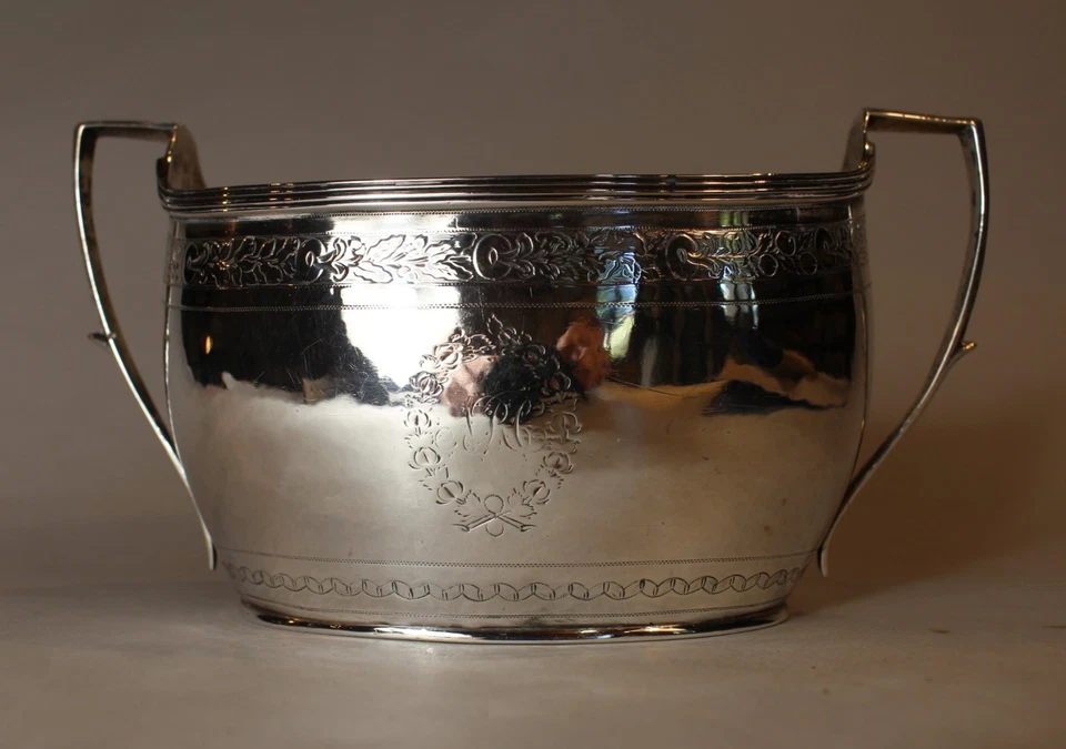 Moneda Federal Americana Grabada Grande Forma Navette Plata Cuenca de Azúcar c. 1815 Foto 4 de 4