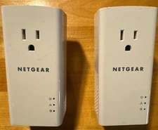 Netgear PLP1200S Powerline Adapter 1200 Extra Outlet Set of 2 Tested White Clean