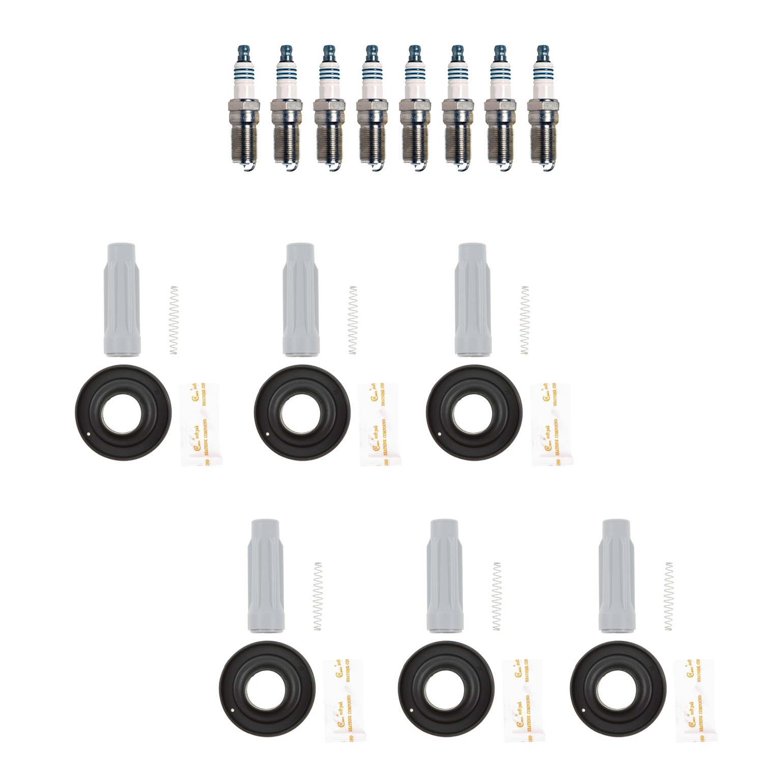 Denso 8 Iridium Spark Plugs  NGK 8 Coil Boots Kit for Ford F-150 Mustang 5L V8