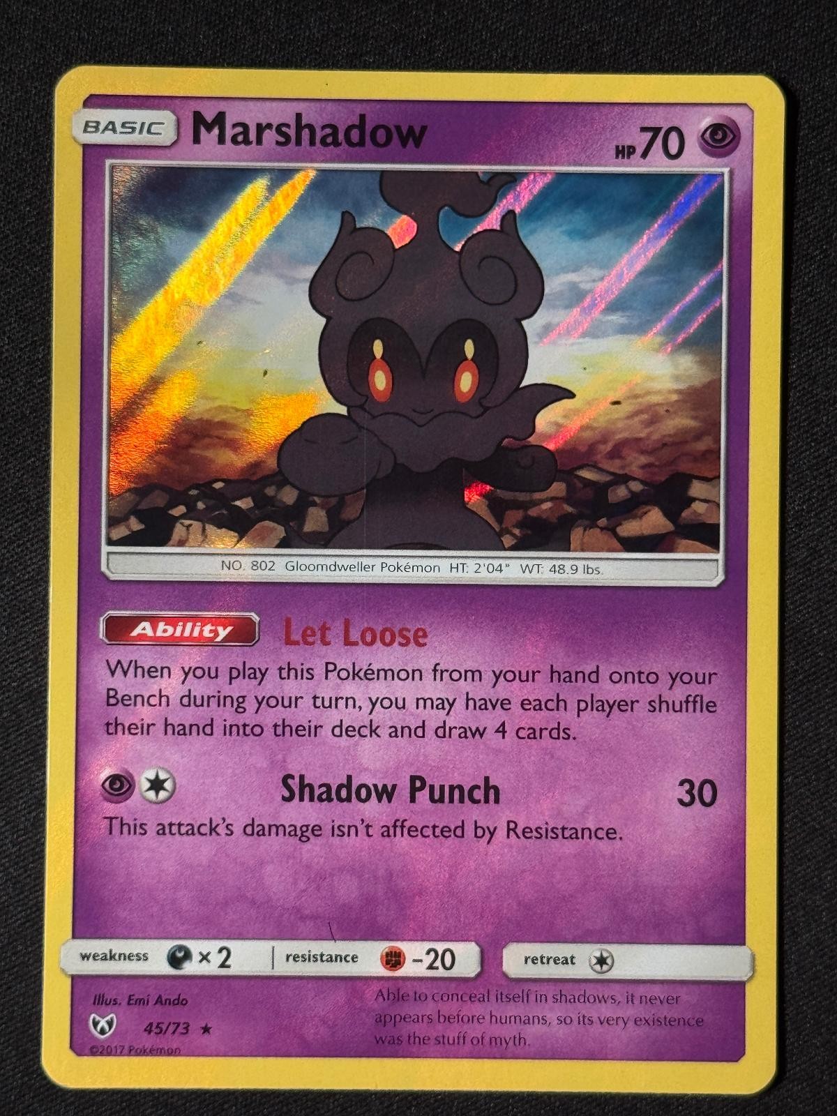Marshadow 45/73 Holo Rare Shining Legends Pokemon NM/M