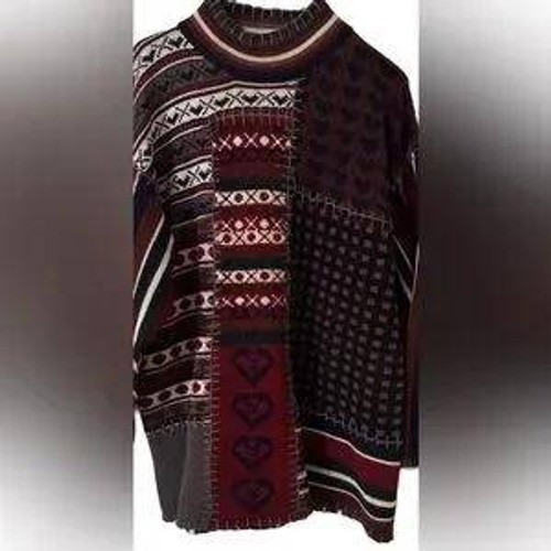 MAINFRAME Patchwork Mock Neck Oversized Sweater W… - image 4
