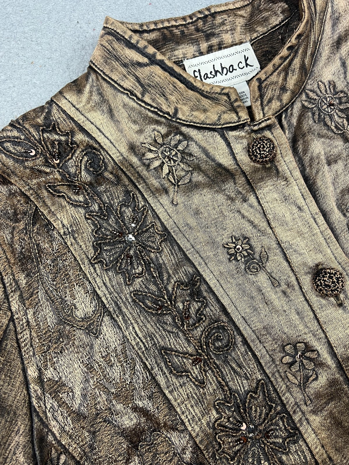 Flashback Jacket Womens Medium Brown Embroidered … - image 8