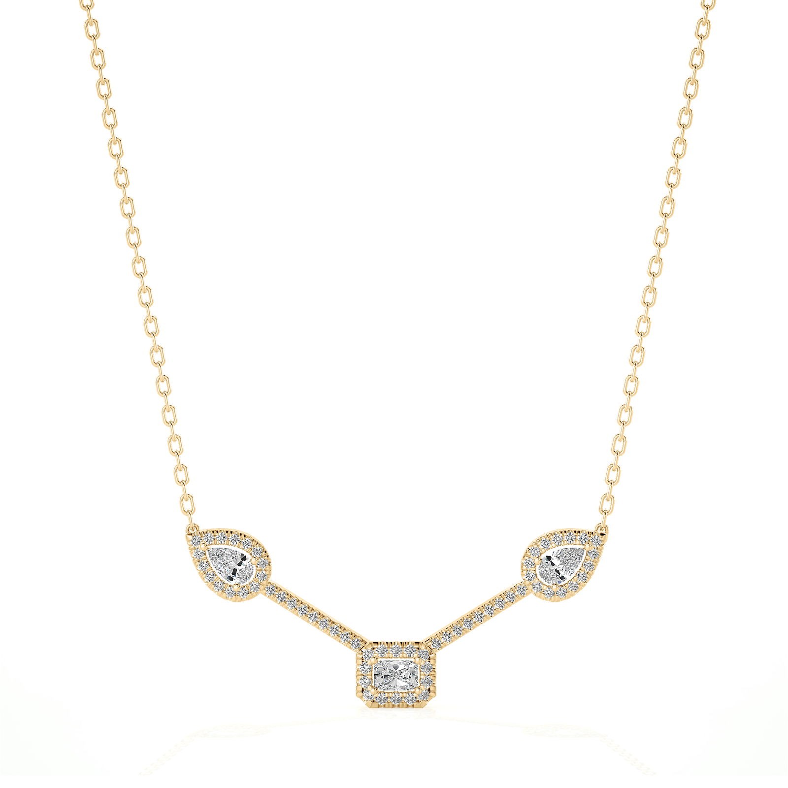 Diamond Club 1.0Ct Pear & Oval Lab Grown Diamond Necklace 14K Gold (VS, F)