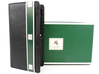 Hochwertige schmale Herren-Geldbörse aus Leder von Visconti in Geschenkbox schwarz