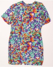 VINTAGE Womens Sheath Dress UK 16 Large Multicoloured Floral BO10