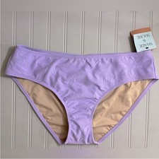 Shade  Shore Floral Mid Rise Bikini Bottom Womens Large Light Purple NWT